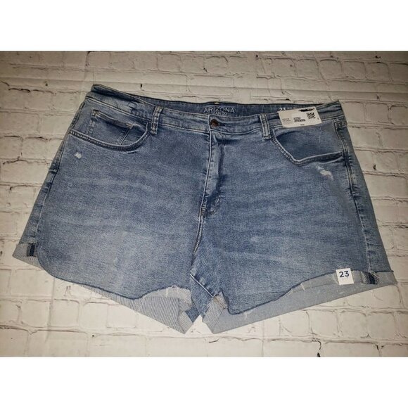 Nwt Arizona Jean Co Jrs Size 23 Mid-Rise Shortie Jean Shorts - Picture 1 of 2